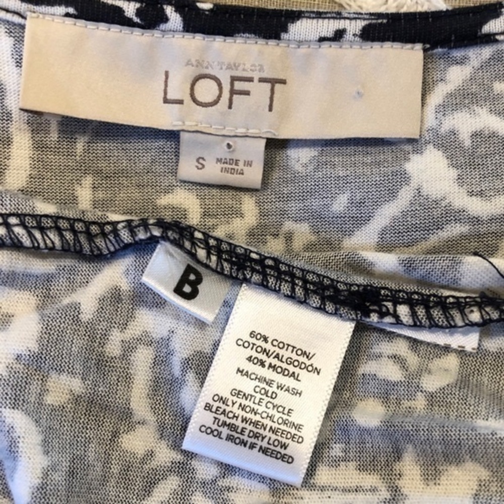 LOFT navy and white print dress - Picture 2 of 8